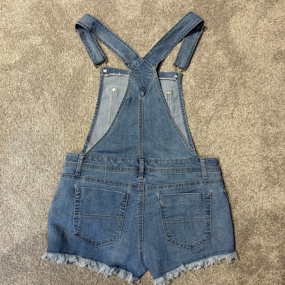 Tinseltown Denim Short Overalls with American Flag Stars & Stripes size small - Picture 7 of 7